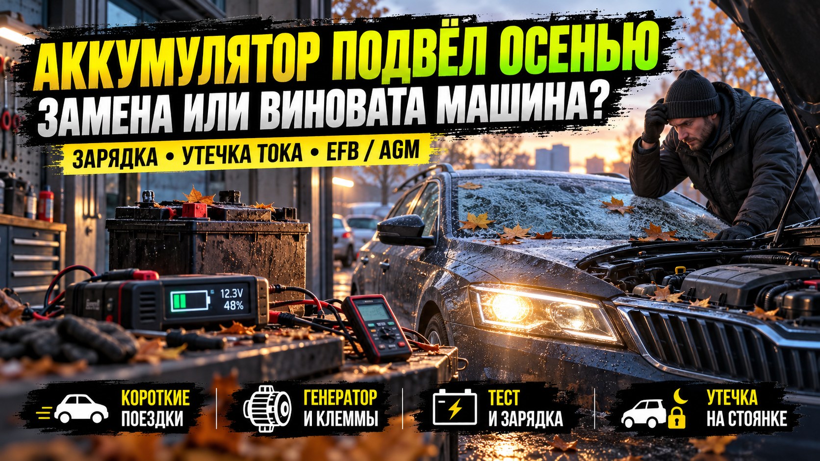 Аккумулятор подвёл осенью: когда нужна замена, а когда виновата машина