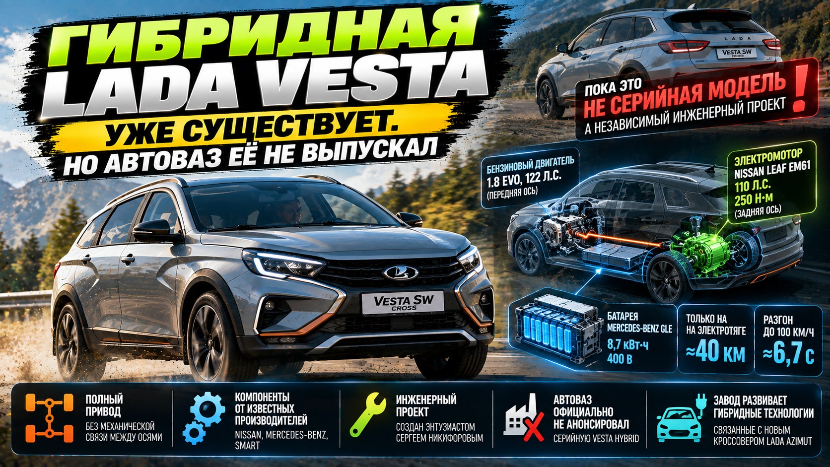 Гибридная Lada Vesta уже существует. Но АвтоВАЗ её не выпускал