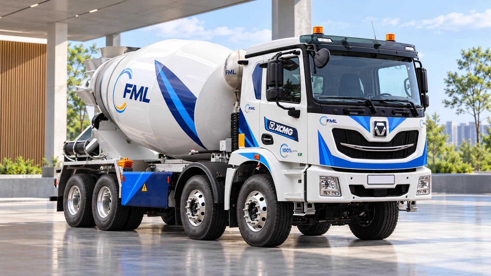 Электрический XCMG с автобетоносмесителем FML — сгенерированная иллюстрация