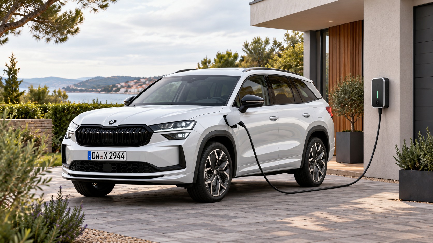 Škoda Kodiaq iV у домашней зарядной станции