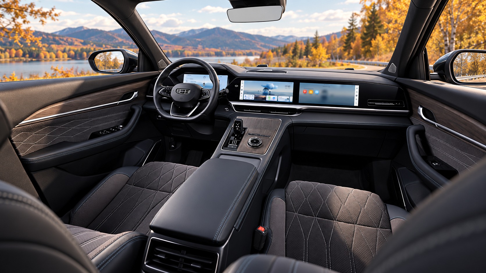 Передняя панель и центральная консоль Geely Monjaro