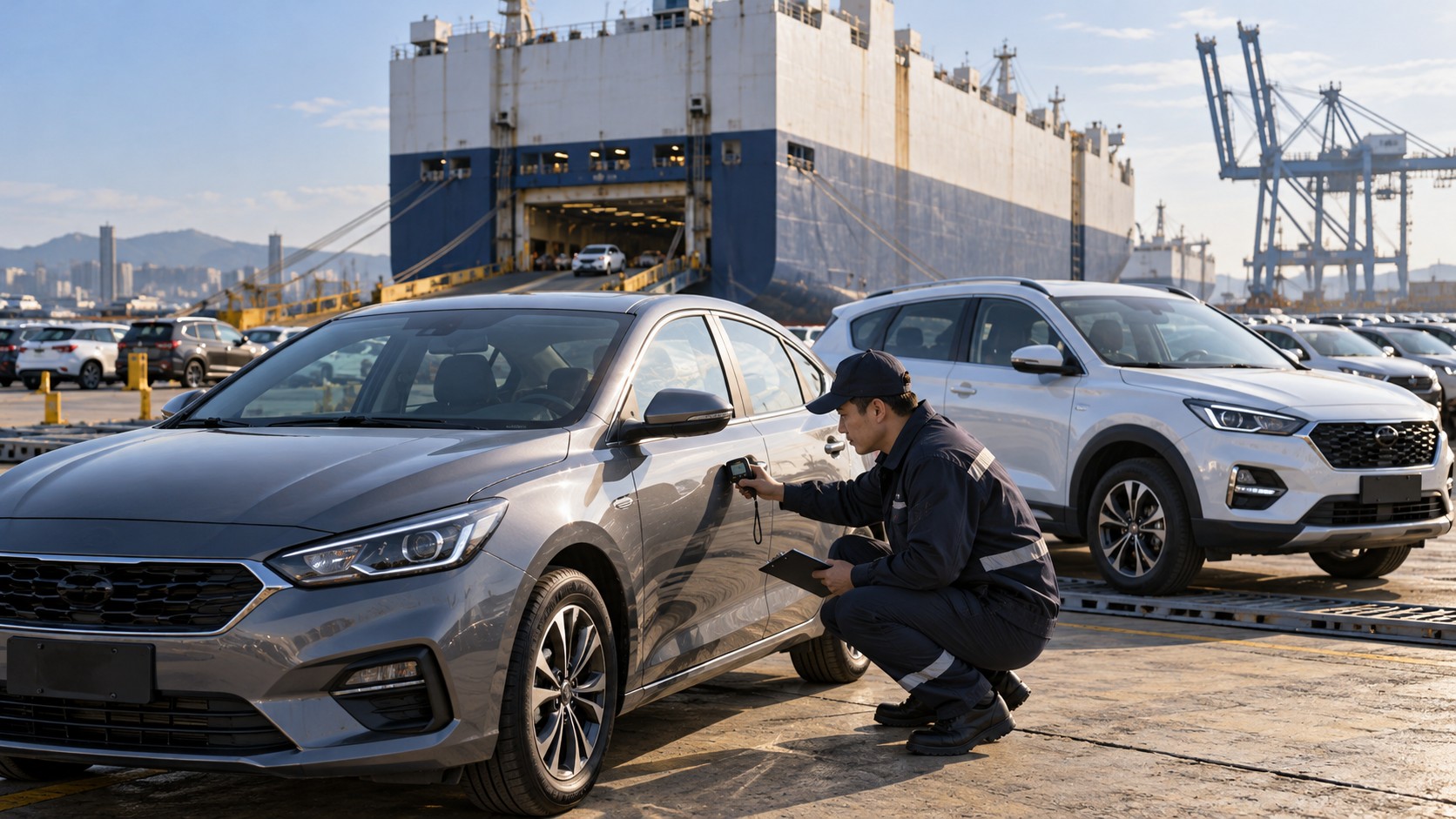 Осмотр автомобиля перед отправкой из Южной Кореи