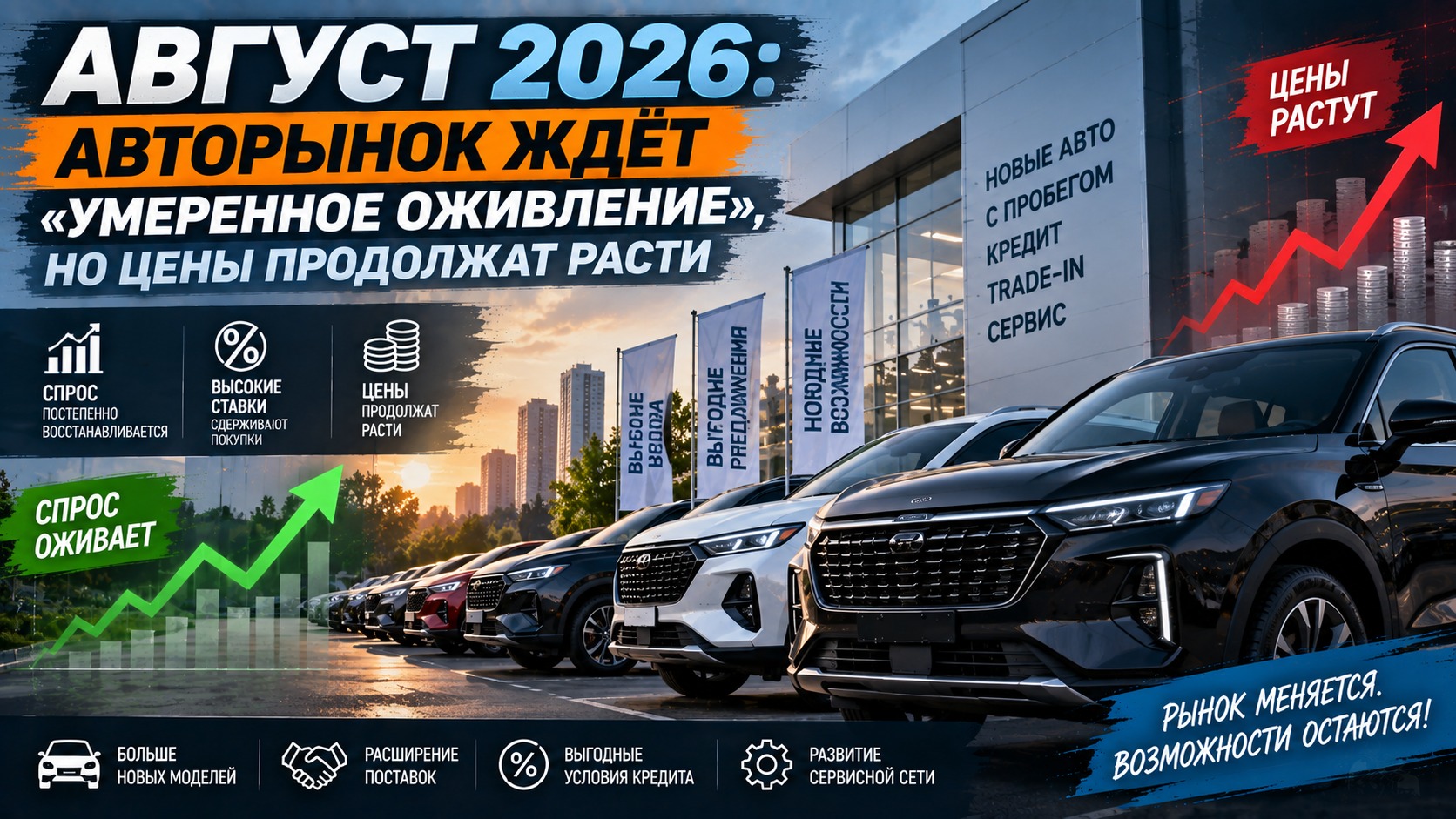 Август 2026: авторынок ждёт «умеренное оживление», но цены продолжат расти
