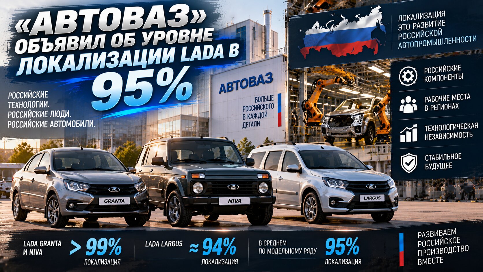 «АвтоВАЗ» объявил об уровне локализации LADA в 95%