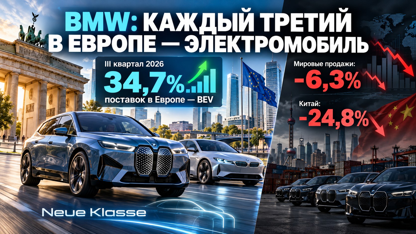 BMW: каждый третий проданный в Европе автомобиль в третьем квартале был электрическим, но в Китае продажи упали на четверть