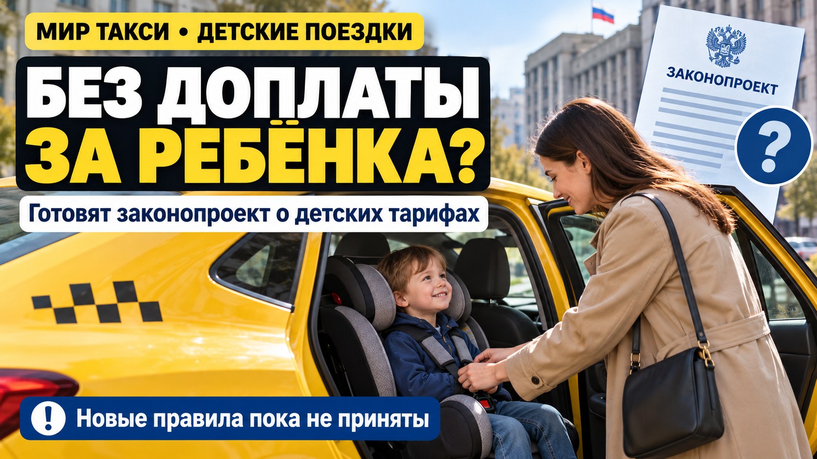 Без доплаты за ребёнка: для такси готовят законопроект о детских тарифах