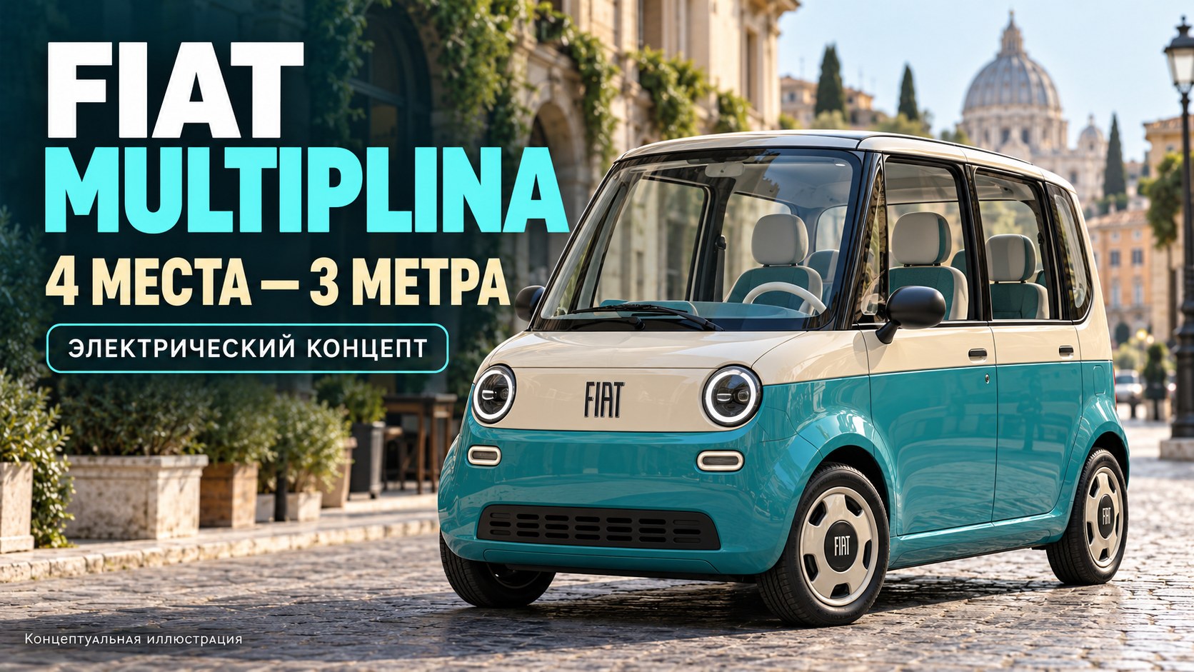FIAT Multiplina: четырёхместный электромобиль длиной всего три метра