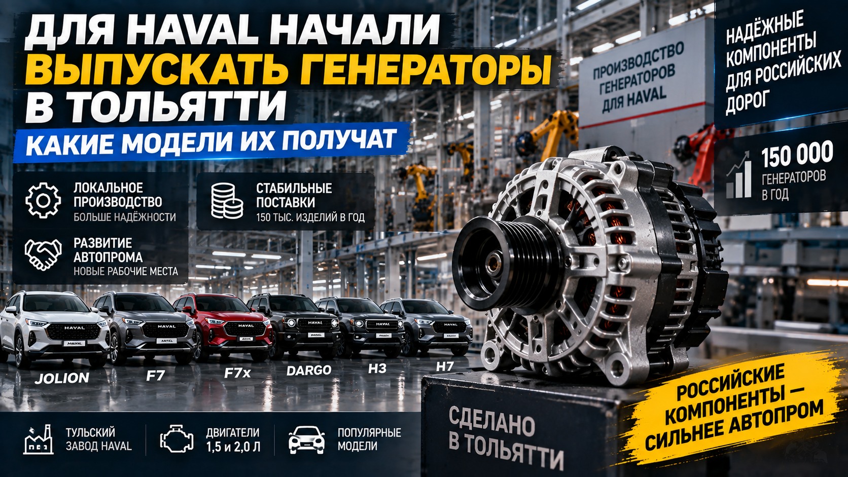 Для Haval начали выпускать генераторы в Тольятти: какие модели их получат