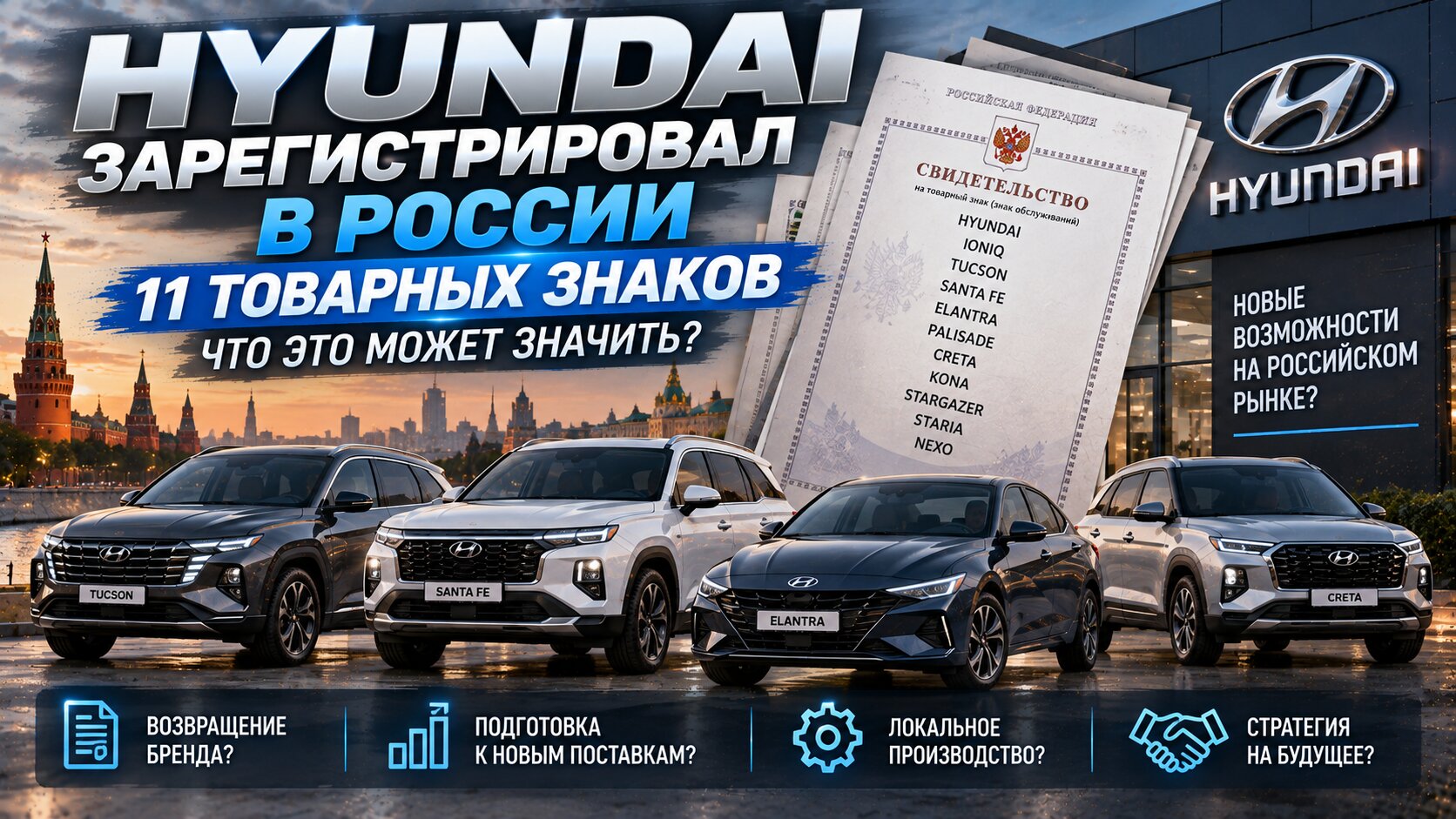 Hyundai зарегистрировал в России 11 товарных знаков