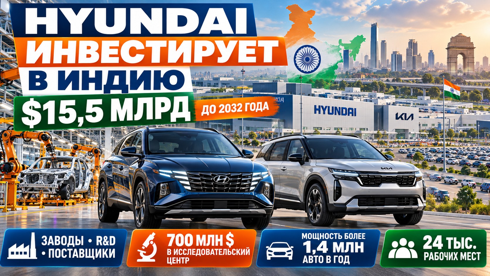 Hyundai вложит $15,5 млрд в Индию: зачем автогиганту новый производственный центр