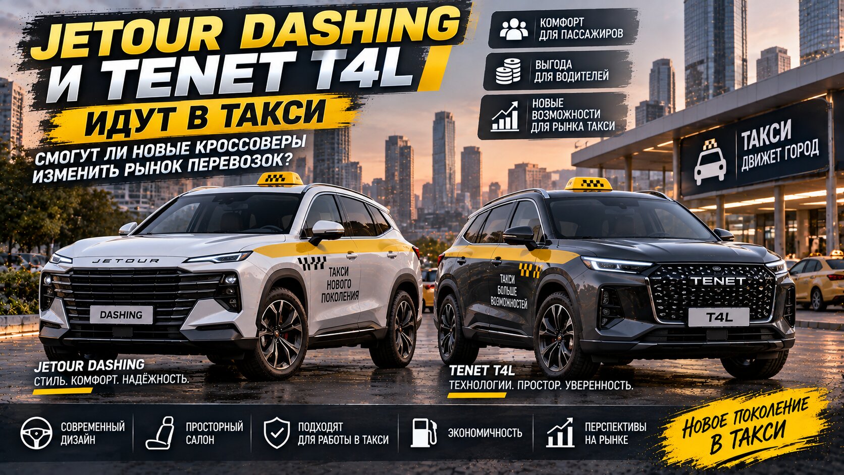Jetour Dashing и Tenet T4L пополнили список машин для такси