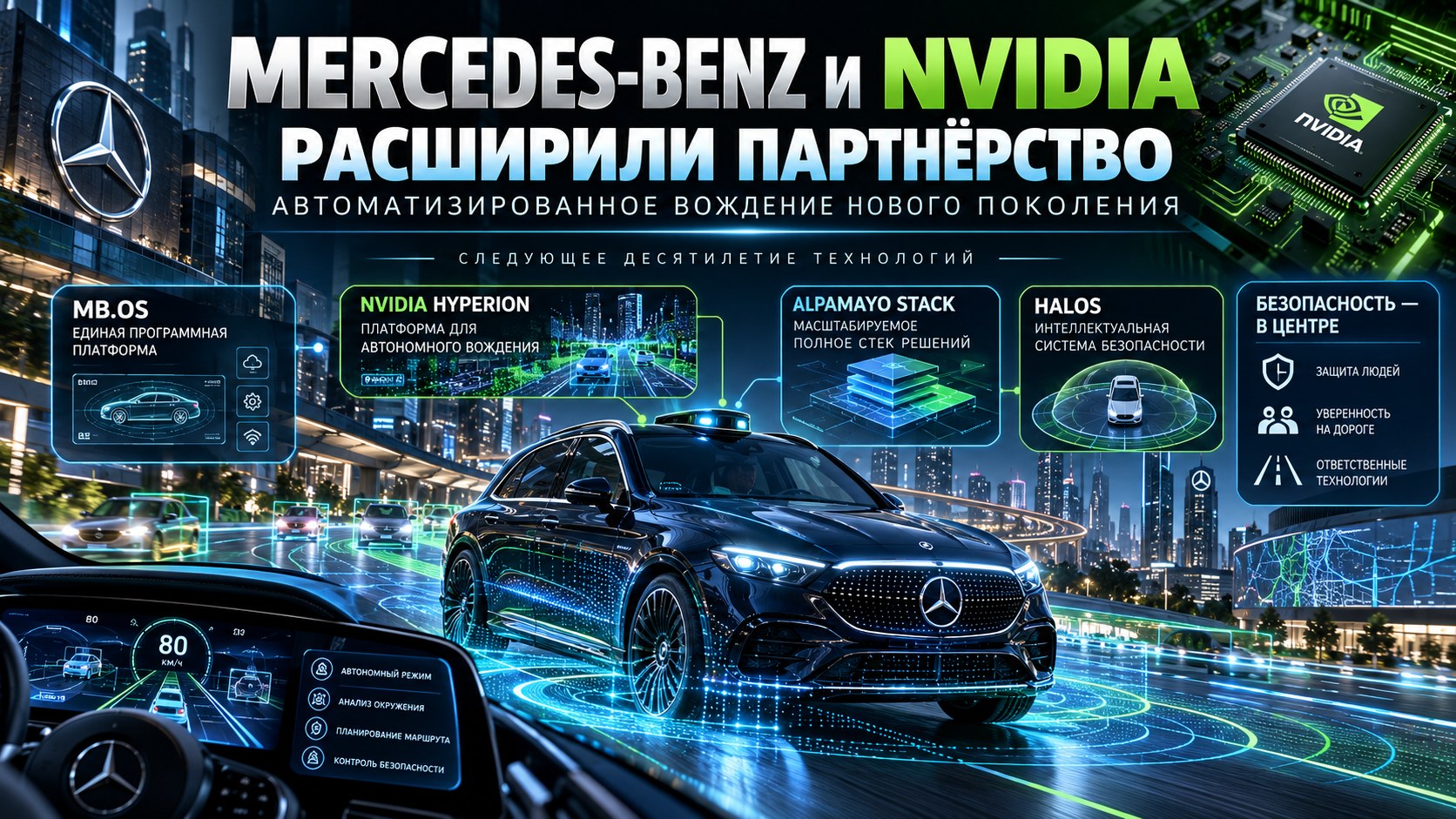 Mercedes-Benz и NVIDIA расширили партнёрство по автоматизированному вождению: что изменится для водителей