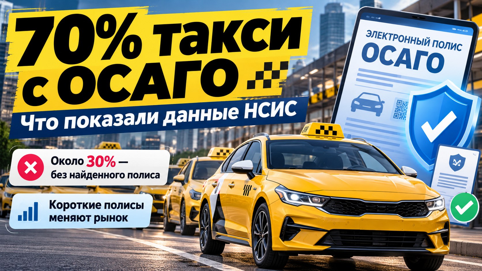 Около 70% такси с разрешением застрахованы по ОСАГО: что показали данные НСИС