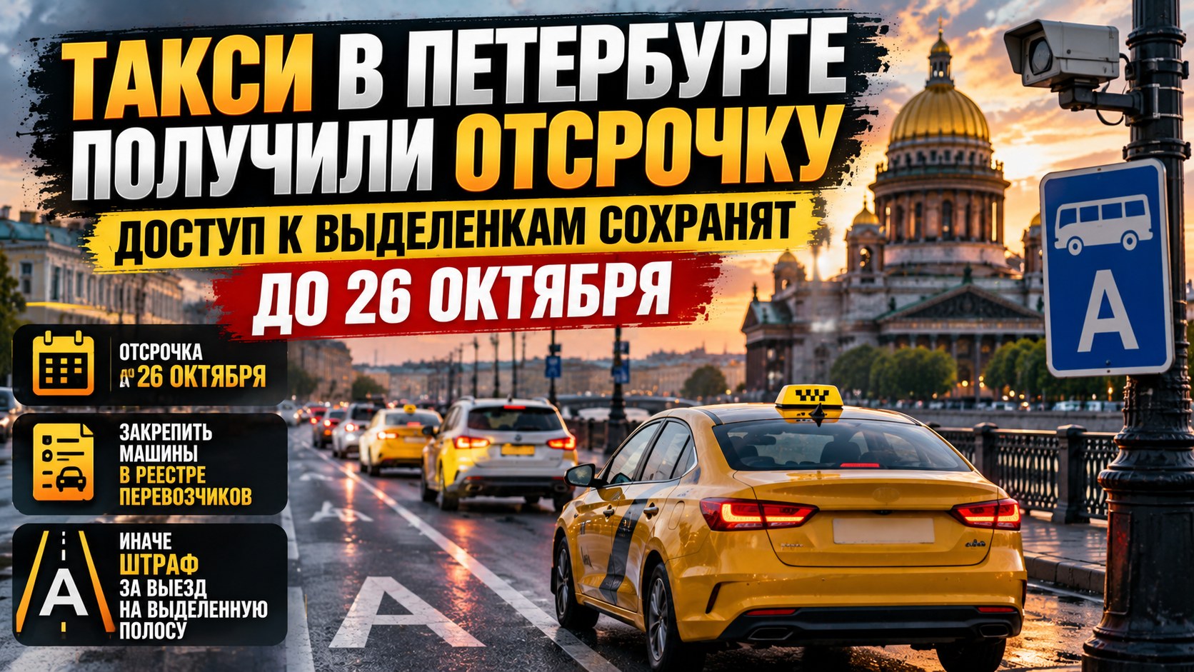 Такси в Петербурге получили отсрочку: доступ к выделенкам сохранят до 26 октября
