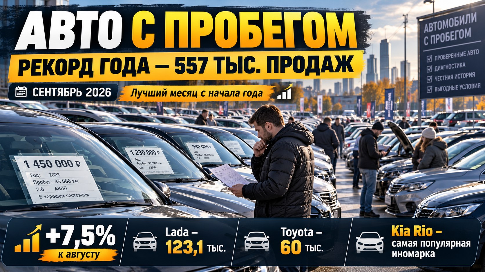 Подержанные автомобили в России установили рекорд года: в сентябре продали 557 тысяч машин
