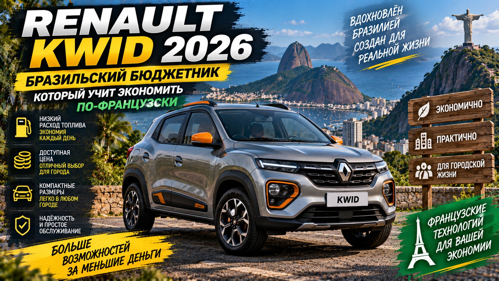 Renault Kwid 2026: бразильский бюджетник, который учит экономить по-французски