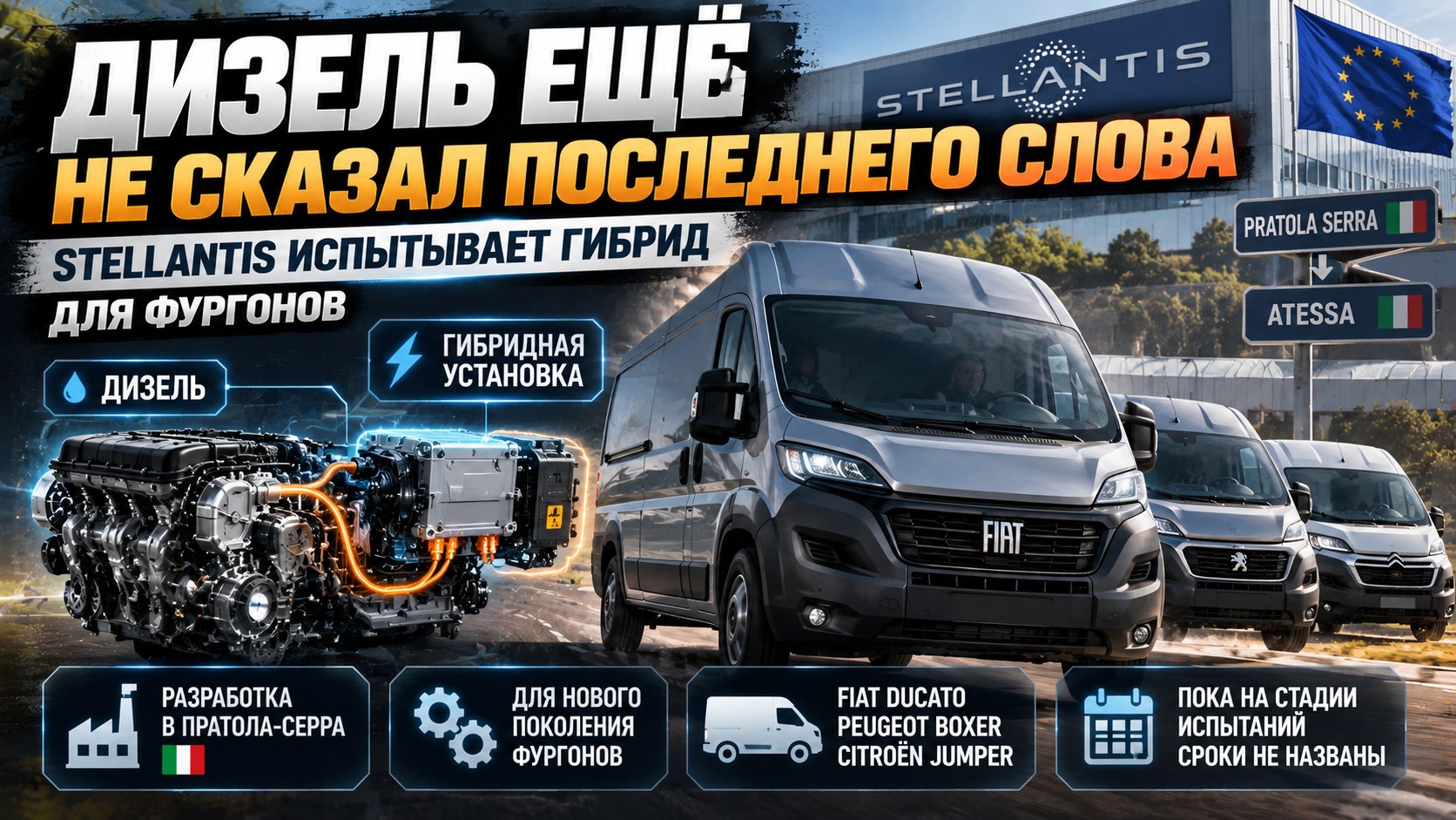 Дизель ещё не сказал последнего слова: Stellantis испытывает гибрид для фургонов