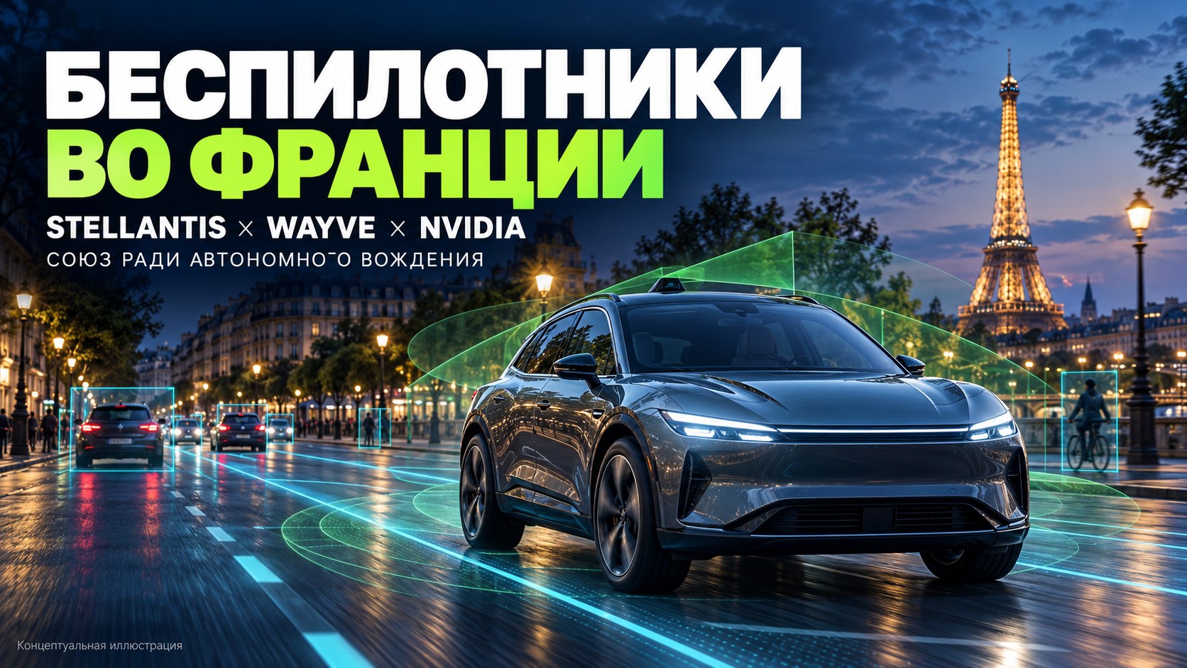 Stellantis, NVIDIA и Wayve объединяются ради беспилотных автомобилей во Франции