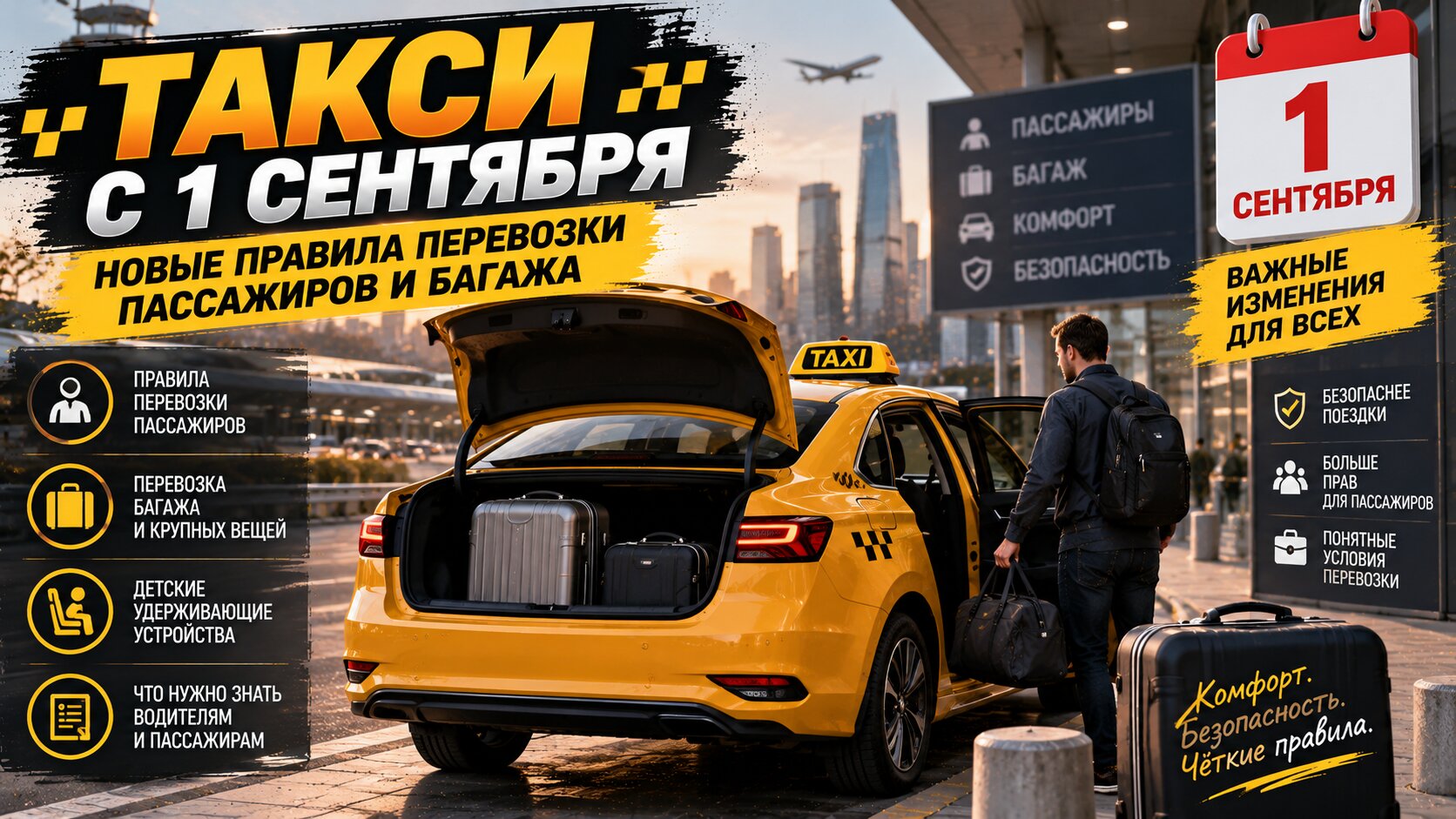 Такси с 1 сентября: новые правила перевозки пассажиров и багажа