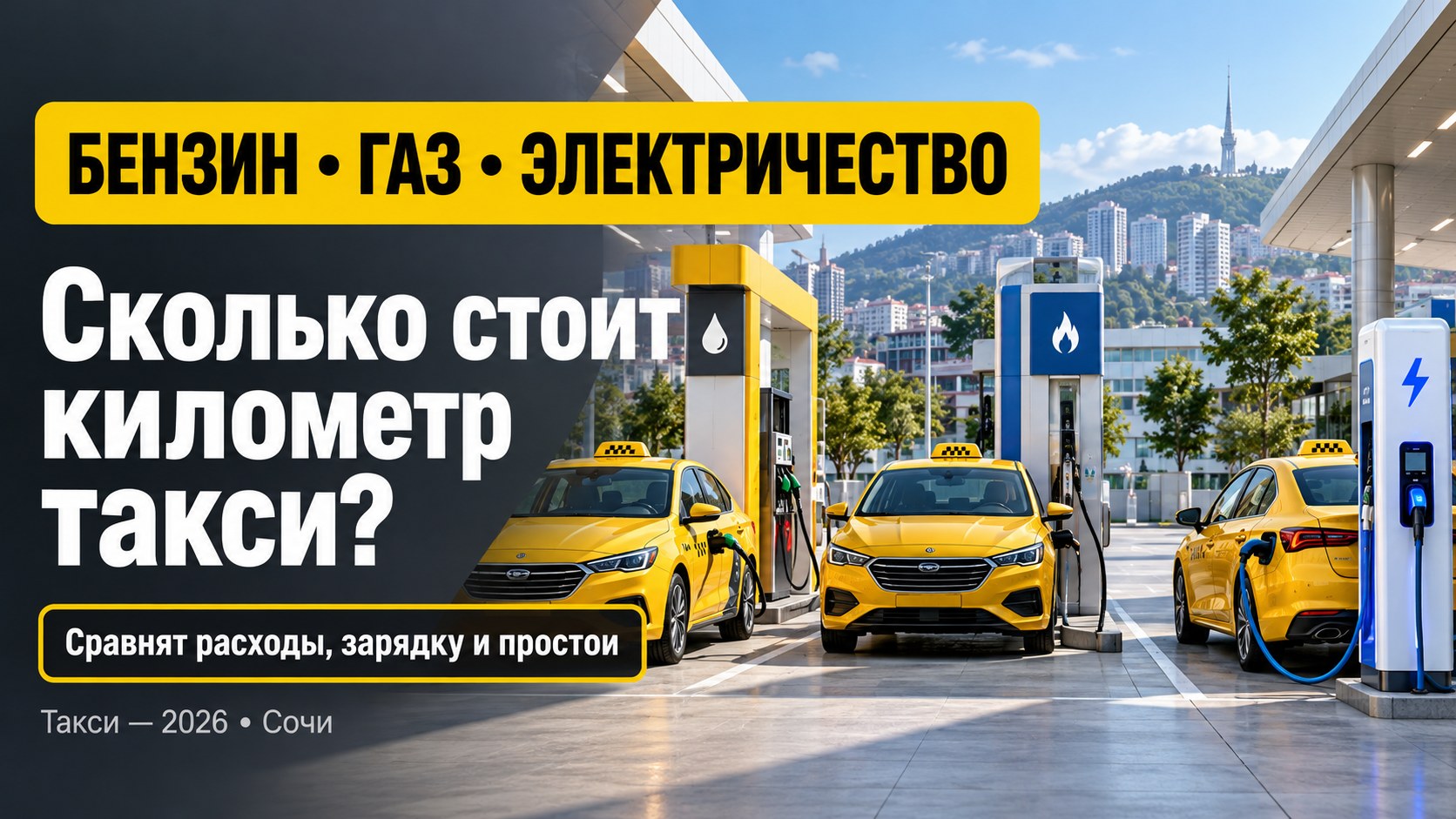 Бензин, газ или электричество: таксопаркам предложат сравнить стоимость километра