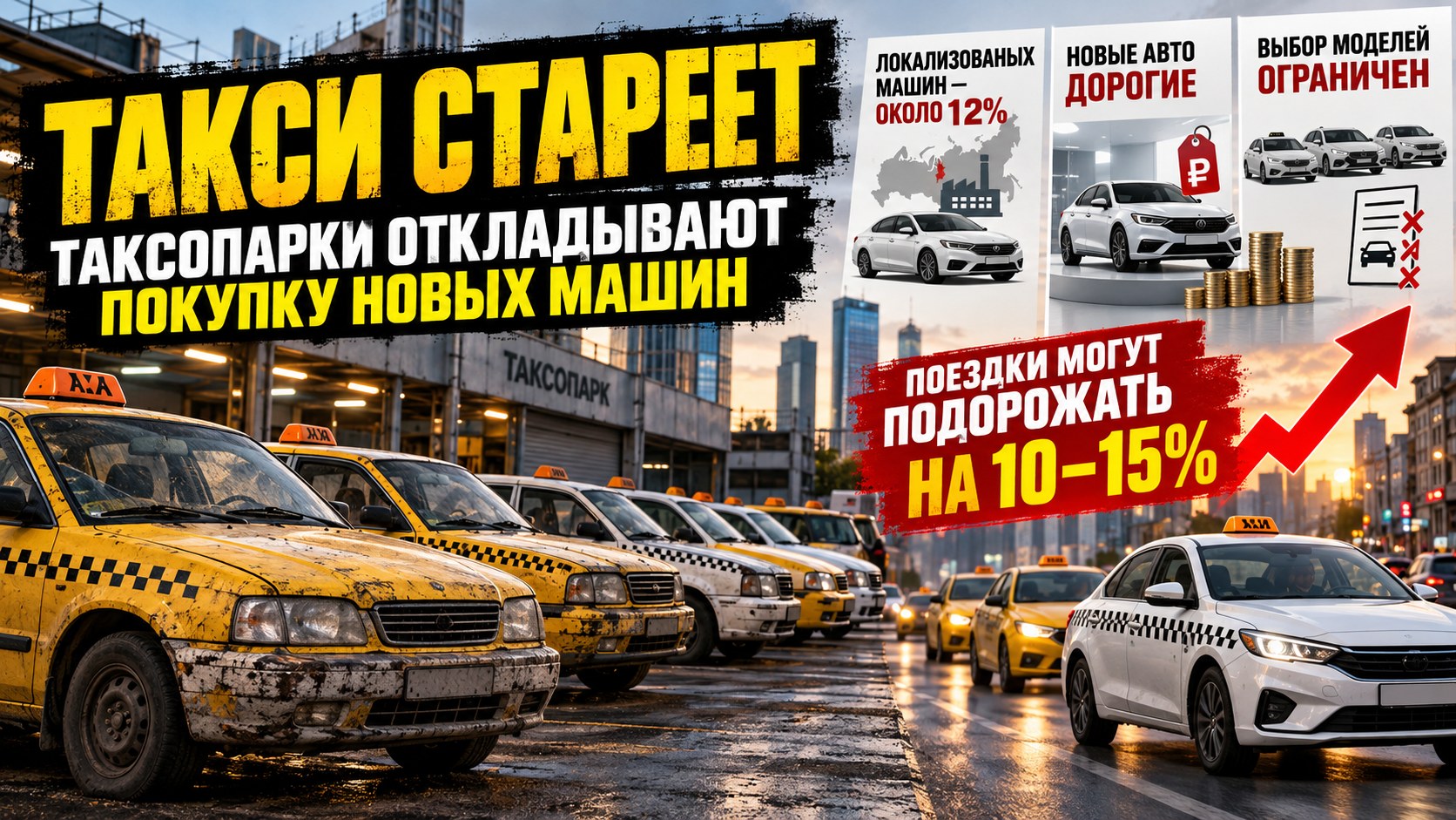 Такси стареет: таксопарки откладывают покупку новых машин, а поездки могут подорожать на 10–15%