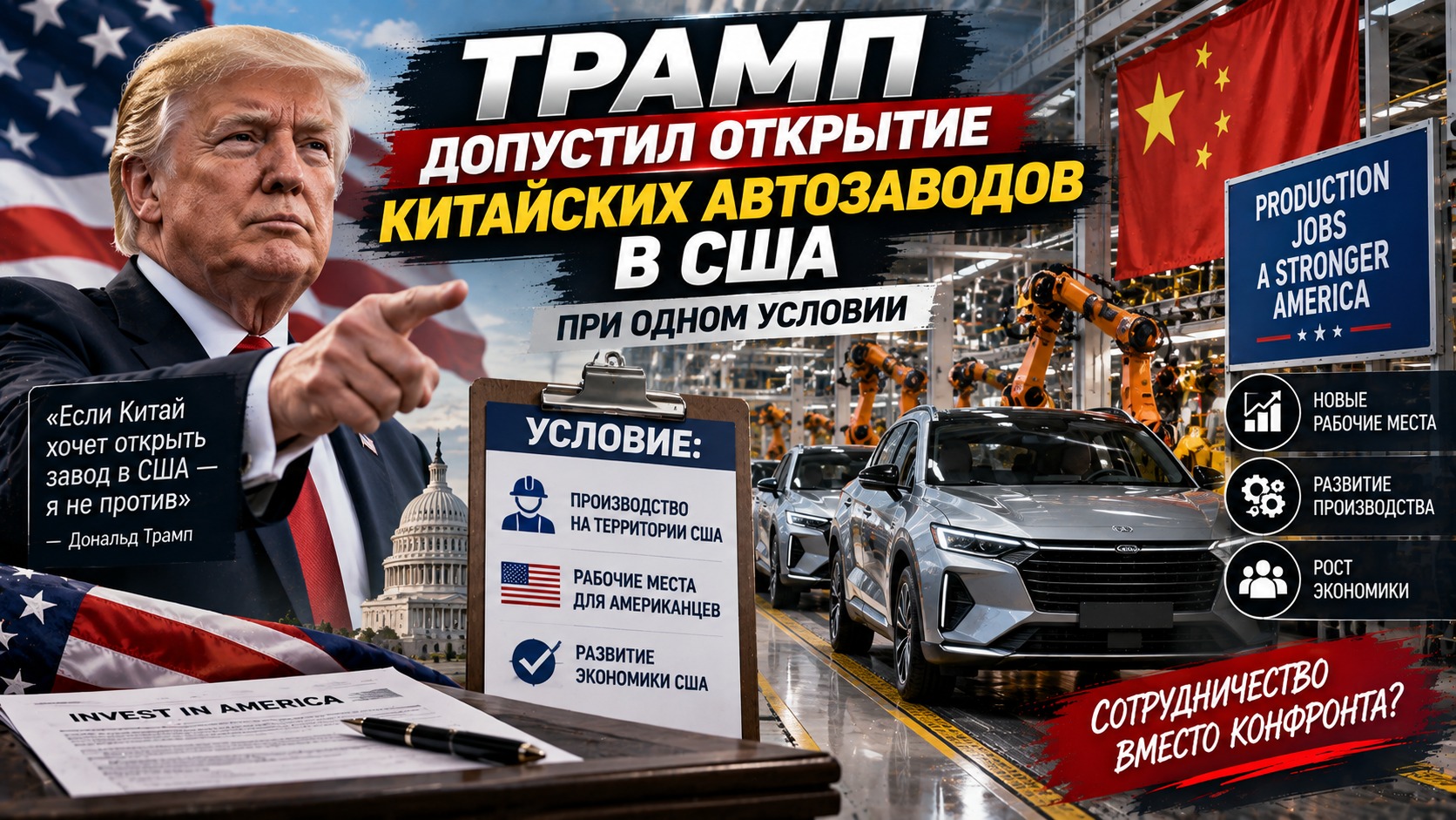 Трамп допустил открытие китайских автозаводов в США при одном условии