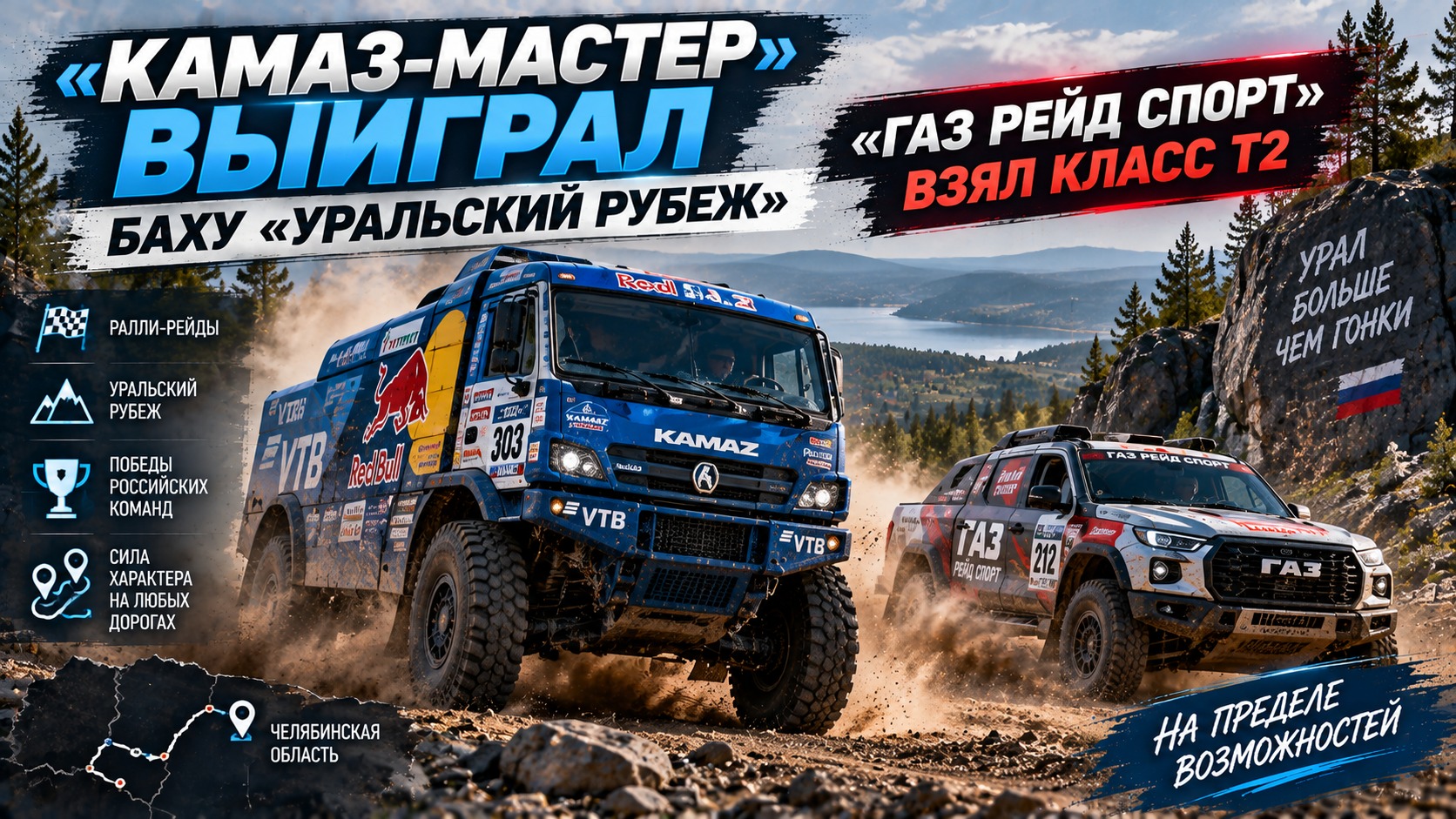 «КАМАЗ-мастер» выиграл баху «Уральский рубеж», «ГАЗ Рейд Спорт» взял класс Т2