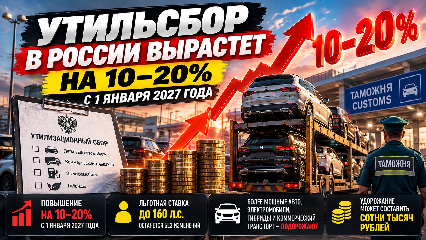 Утильсбор в России вырастет на 10–20% с 1 января 2027 года
