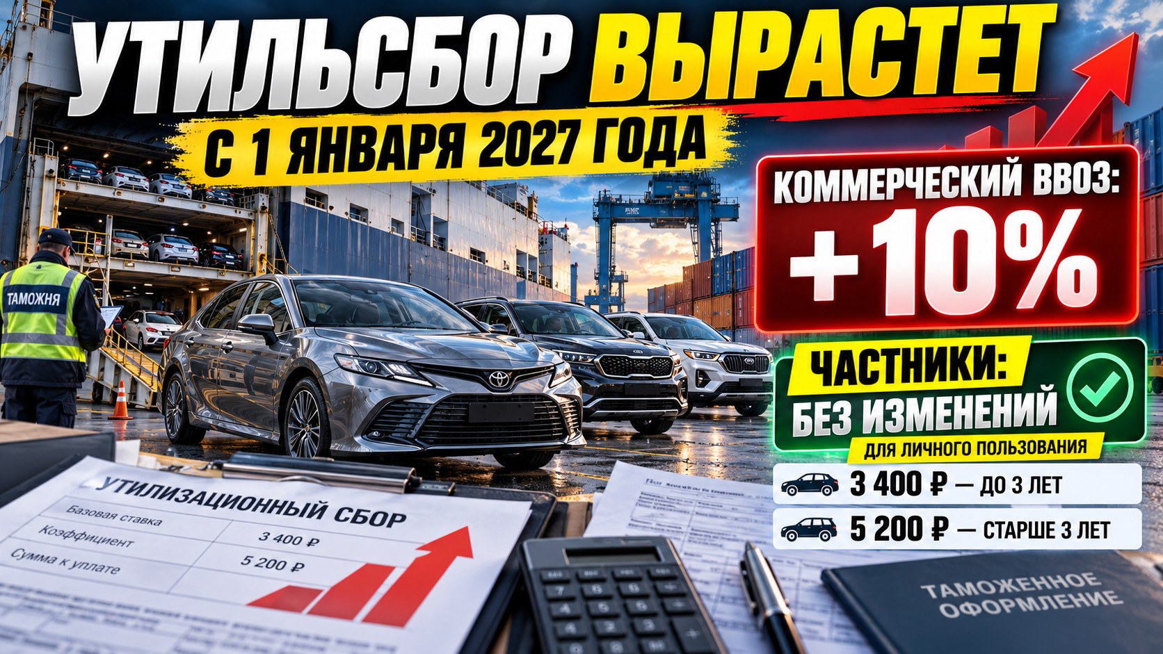 Утильсбор с 1 января 2027 года вырастет: сколько заплатят компании и что сохранится для частников